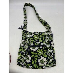 Vera Bradley Lucky You Crossbody Handbag Purse 11"x10.5” Green White Blue Floral